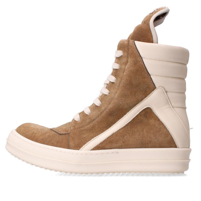 Rick Owens Geobasket Suede Leather Brown White Sneakers Size EU 40