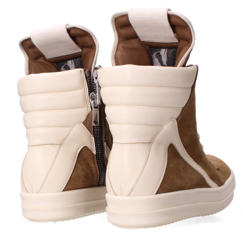 Rick Owens Geobasket Suede Leather Brown White Sneakers Size EU 40