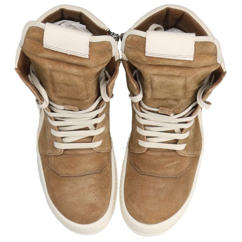 Rick Owens Geobasket Suede Leather Brown White Multi