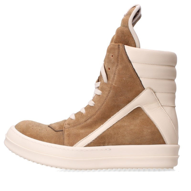 Rick Owens Geobasket Suede Leather Brown White Sneakers Size 39.5