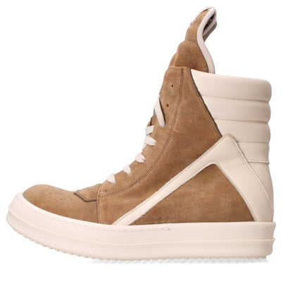 Rick Owens Geobasket Suede Leather Brown White Sneakers Size 39.5