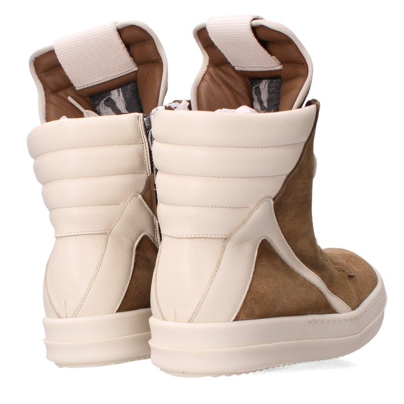 Rick Owens Geobasket Suede Leather Brown White Sneakers Size 39.5