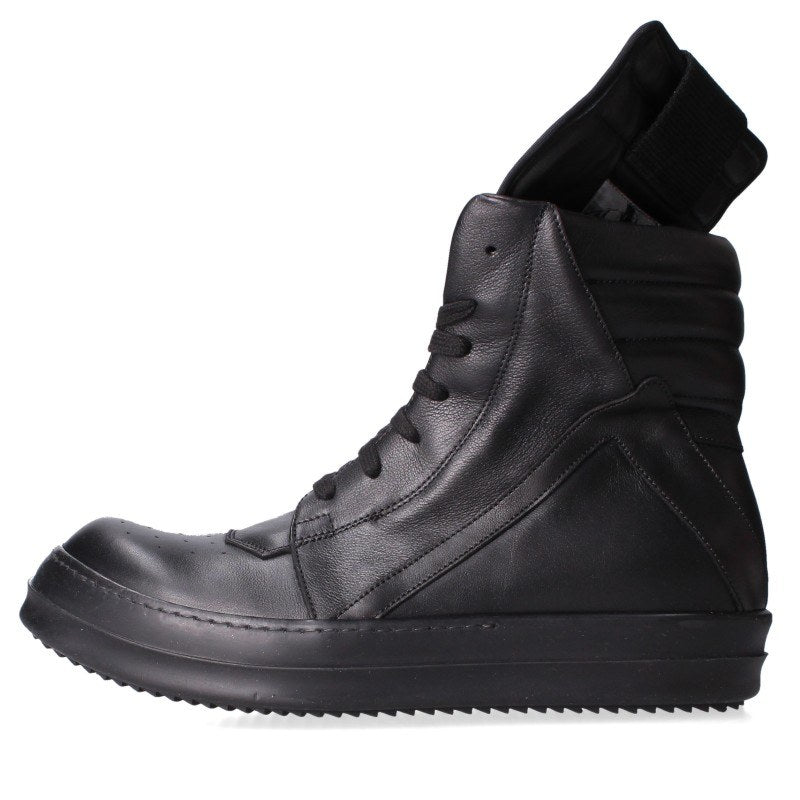 Rick Owens Geobasket Leather Sneakers Black Size 40.5