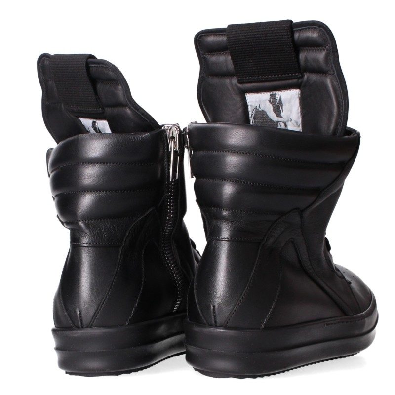 Rick Owens Geobasket Leather Sneakers Black Size 40.5
