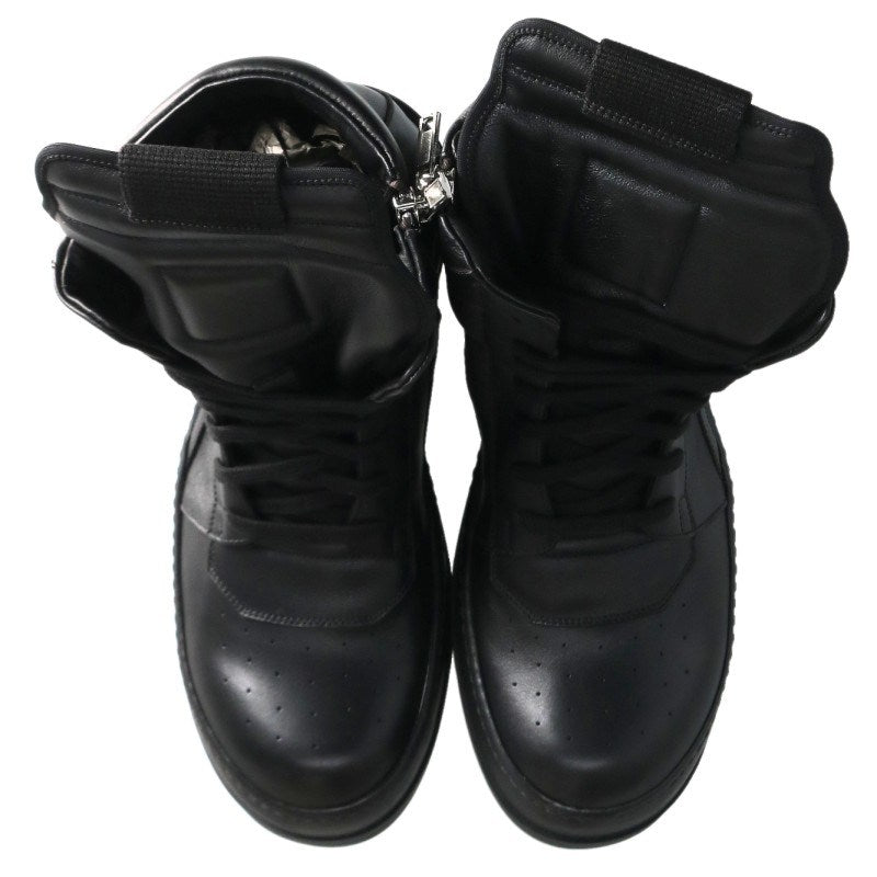 Rick Owens Geobasket Leather Sneakers Black Size 40.5