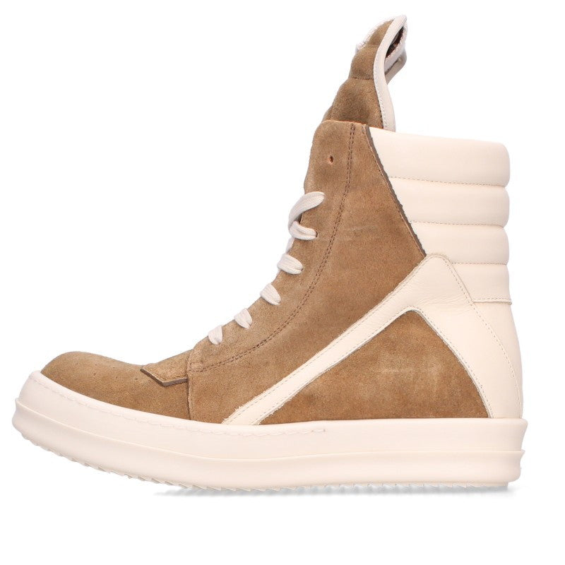Rick Owens GEOBASKET Suede Sneakers Brown/White Size EU 39