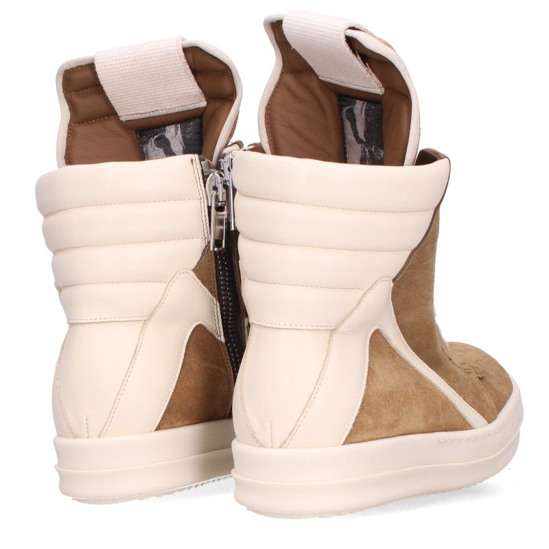 Rick Owens GEOBASKET Suede Sneakers Brown/White Size EU 39
