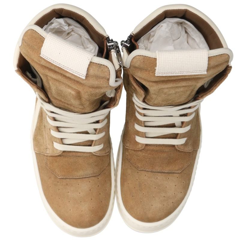 Rick Owens GEOBASKET Suede Sneakers Brown/White Size EU 39