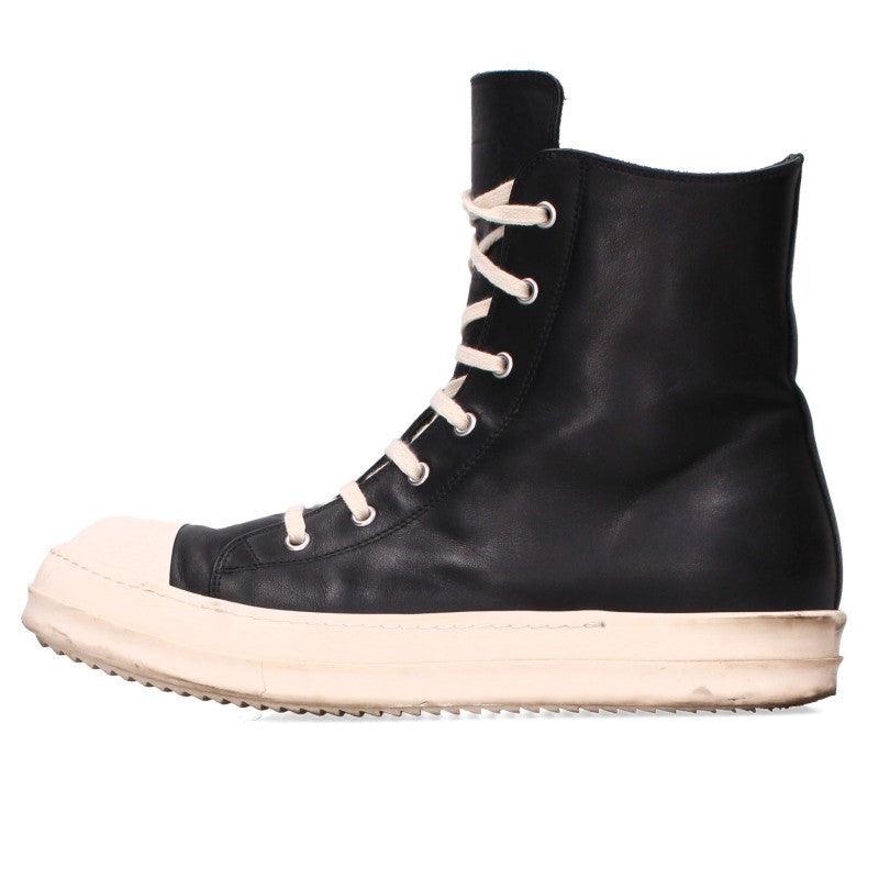 Rick Owens RAMONES Leather Sneakers Black/White Size EU 44