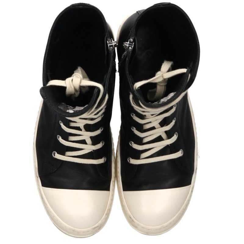 Rick Owens RAMONES Leather Sneakers Black/White Size EU 44