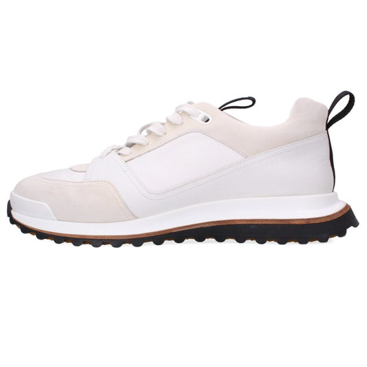 HERMES Leader Leather Low-Top Sneakers White Size 40.5