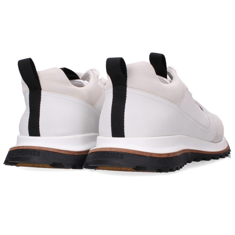 HERMES Leader Leather Low-Top Sneakers White Size 40.5