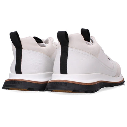 HERMES Leader Leather Low-Top Sneakers White Size 40.5