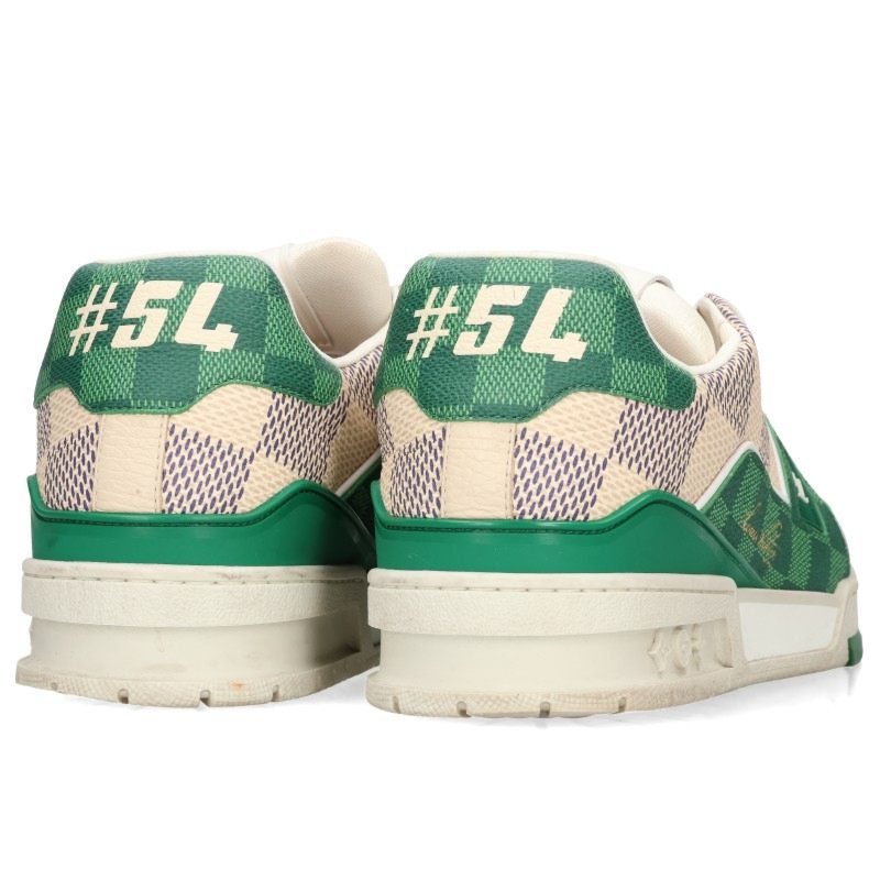 LOUISVUITTON LV Trainer Damier Sneakers White/Green Size 10