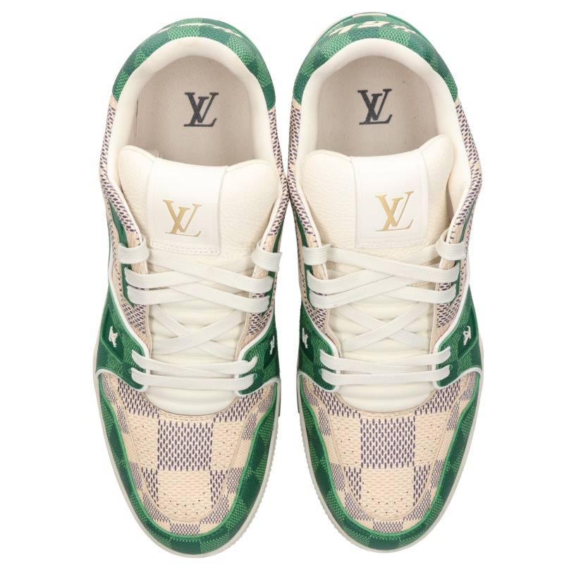 LOUISVUITTON LV Trainer Damier Sneakers White/Green Size 10