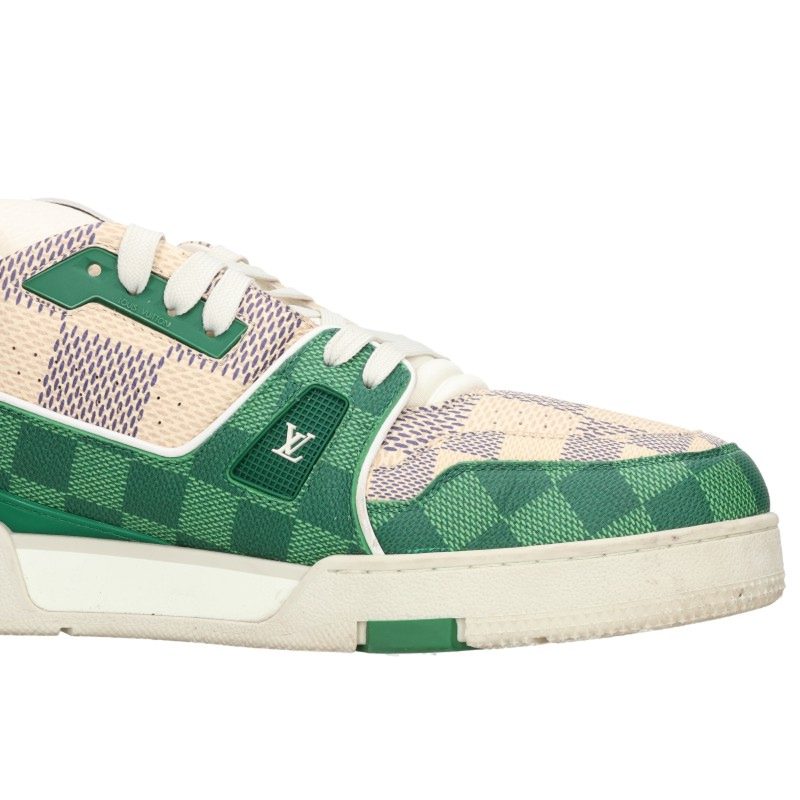 LOUISVUITTON LV Trainer Damier Sneakers White/Green Size 10