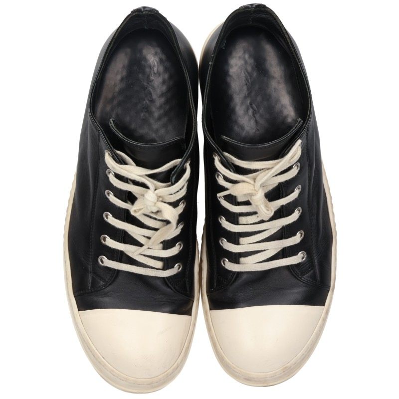 Rick Owens Ramones Low Leather Black White Sneakers Size EU 44