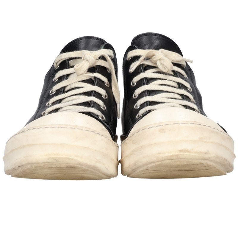 Rick Owens Ramones Low Leather Black White Sneakers Size EU 44