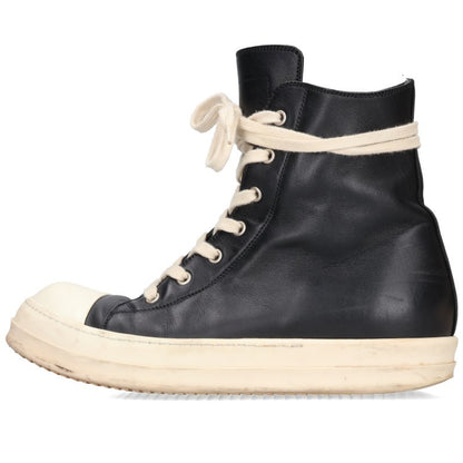 Rick Owens Ramones Leather Hi-Top Black White Sneakers Size EU 41
