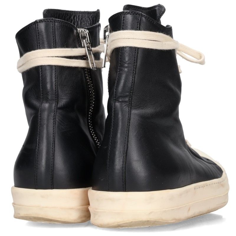 Rick Owens Ramones Leather Hi-Top Black White Sneakers Size EU 41