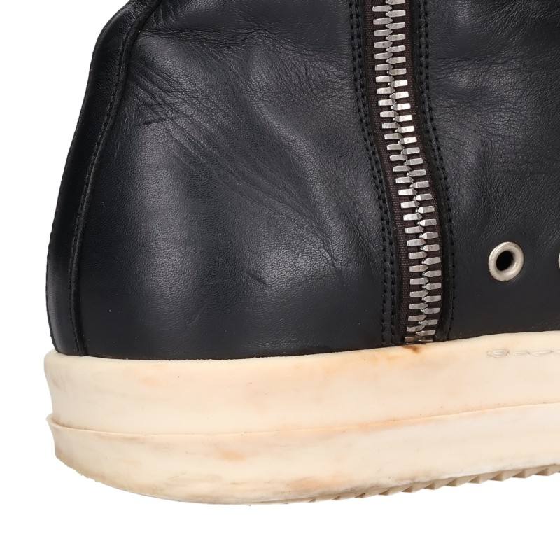 Rick Owens Ramones Leather Hi-Top Black White Sneakers Size EU 41