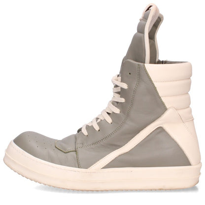 Rick Owens Geobasket Leather Hi-Top Grey White Sneakers Size EU 41