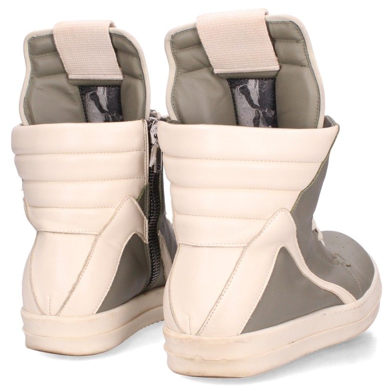 Rick Owens Geobasket Leather Hi-Top Grey White Sneakers Size EU 41
