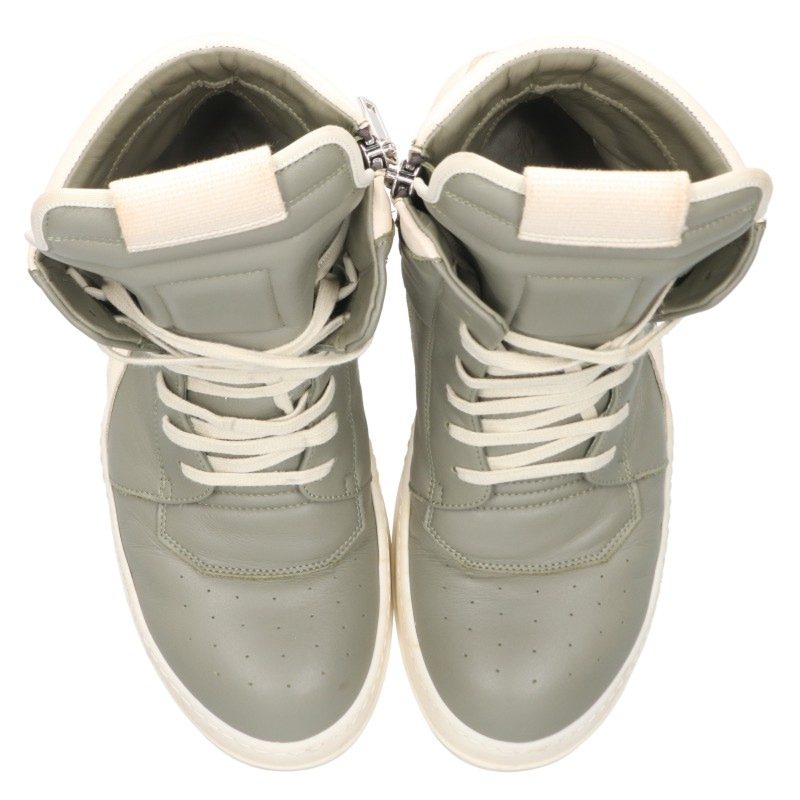 Rick Owens Geobasket Leather Hi-Top Grey White Sneakers Size EU 41