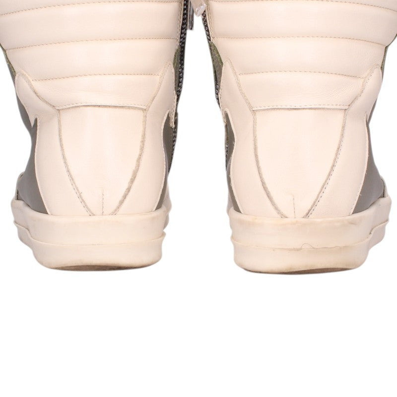 Rick Owens Geobasket Leather Hi-Top Grey White Sneakers Size EU 41