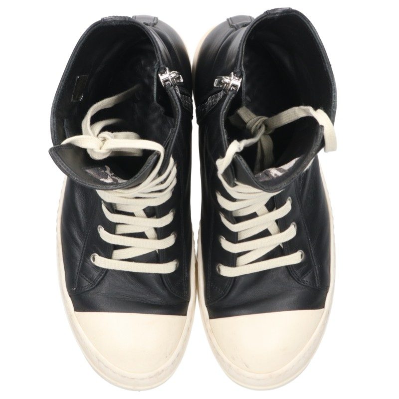 Rick Owens Ramones Leather Hi-Top Sneaker Black Size EU 42