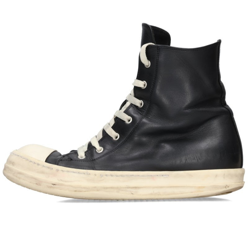 Rick Owens RAMONES Leather High-Top Black White Size EU 43