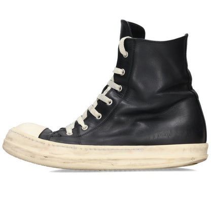Rick Owens RAMONES Leather High-Top Black White Size EU 43