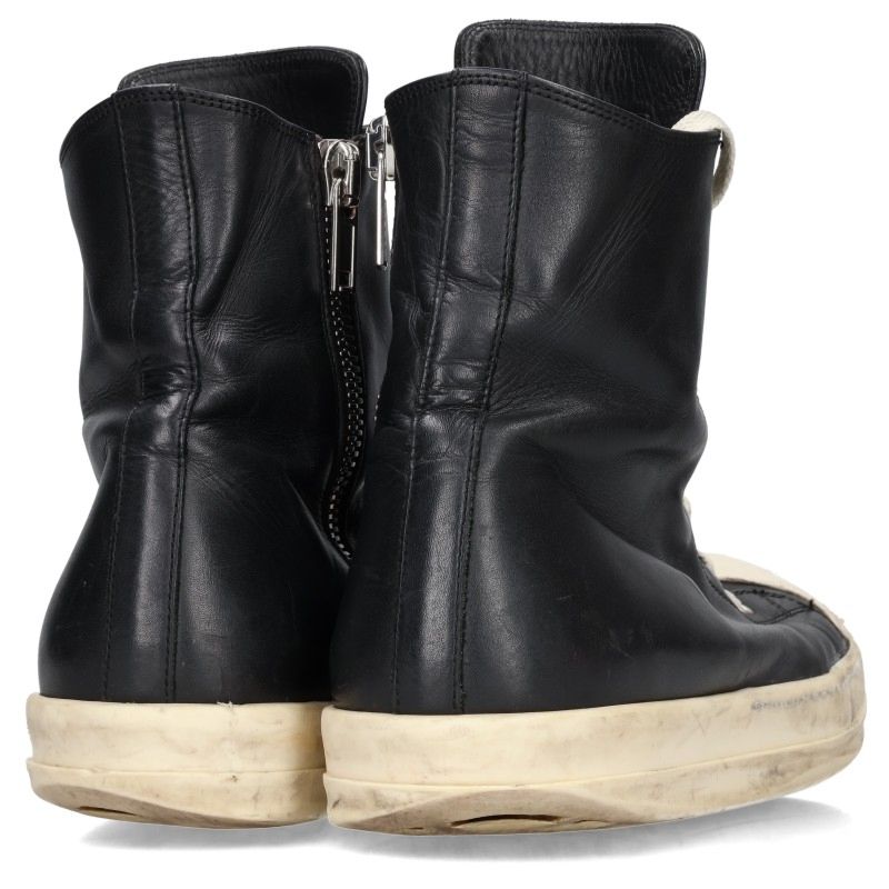 Rick Owens RAMONES Leather High-Top Black White Size EU 43