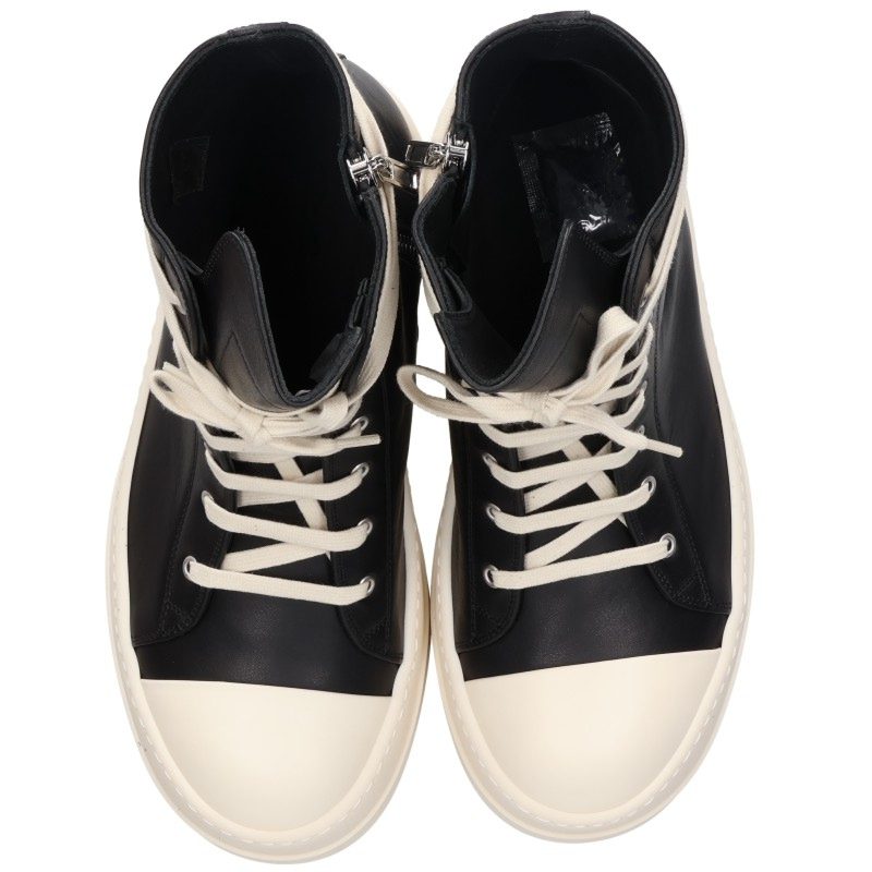 Rick Owens MEGA BUMPER Leather Black White Sneakers Size EU 44