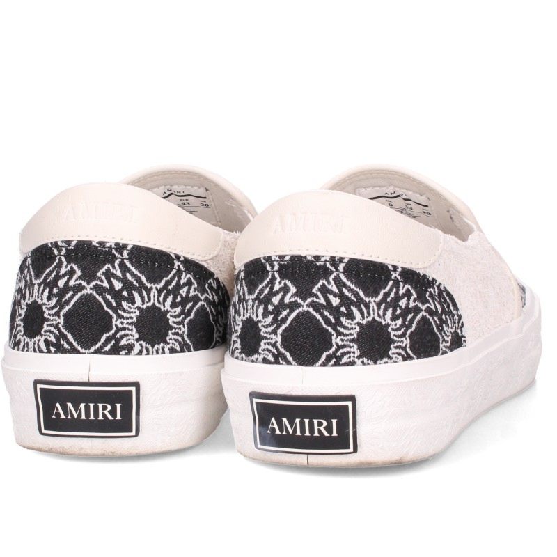 AMIRI LAGUNA Logo Monogram Slip-On Black White Sneakers Size EU 43