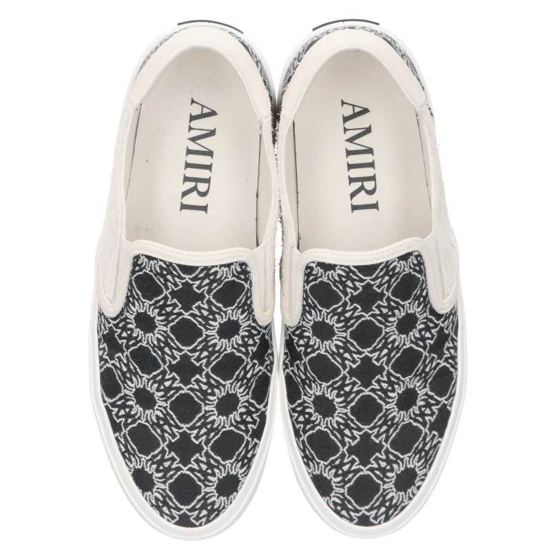 AMIRI LAGUNA Logo Monogram Slip-On Black White Sneakers Size EU 43