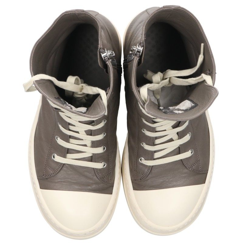 Rick Owens MEGA BUMPER Leather Brown White Sneakers Size EU 43