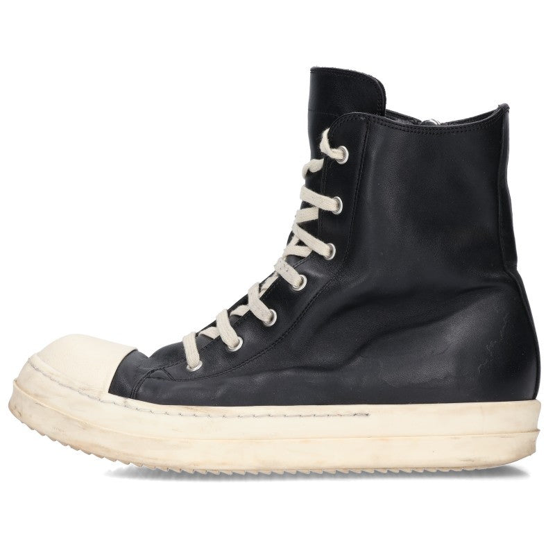 Rick Owens RAMONES Leather High-Top Black White Size EU 41