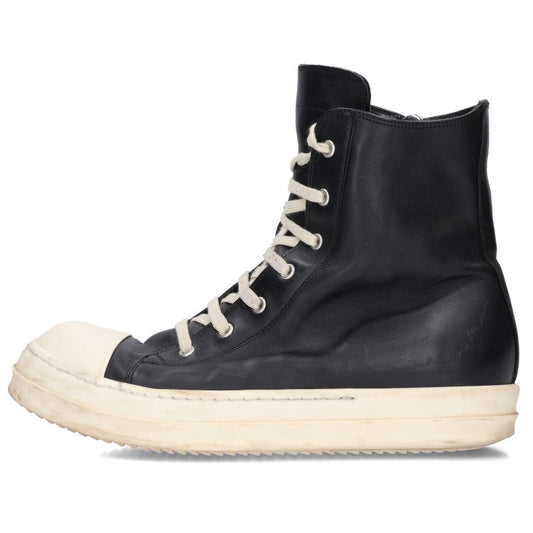 Rick Owens RAMONES Leather High-Top Black White Size EU 41