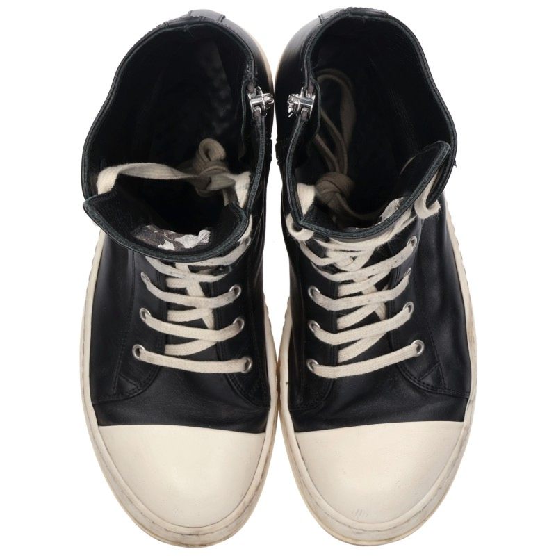 Rick Owens RAMONES Leather High-Top Black White Size EU 41