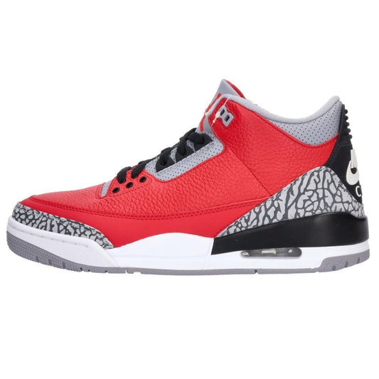 NIKE Air Jordan 3 Retro Fire Red Cement Sneakers Size 27cm