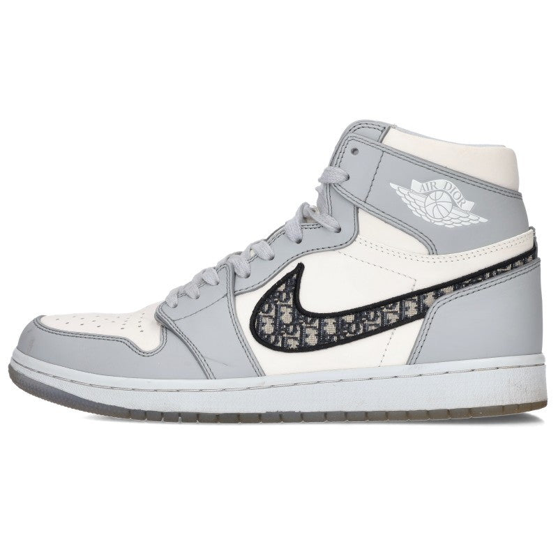 DIOR x Nike Air Jordan 1 High OG White Gray Sneakers Size 27.5cm