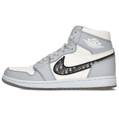 DIOR x Nike Air Jordan 1 High OG White Gray Sneakers Size 27.5cm