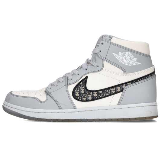 DIOR x Nike Air Jordan 1 High OG White Gray Sneakers Size 27.5cm