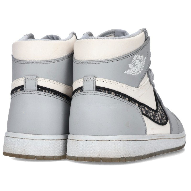 DIOR x Nike Air Jordan 1 High OG White Gray Sneakers Size 27.5cm
