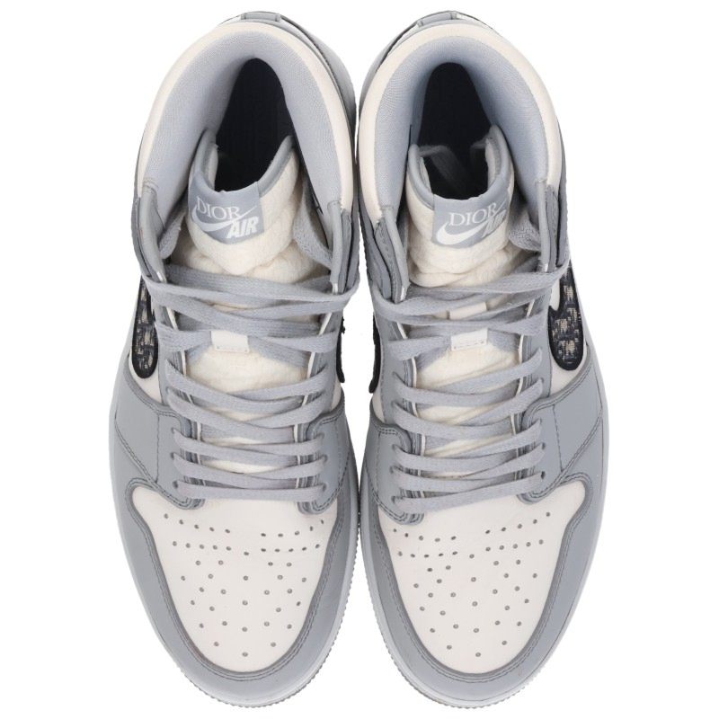 DIOR x Nike Air Jordan 1 High OG White Gray Sneakers Size 27.5cm