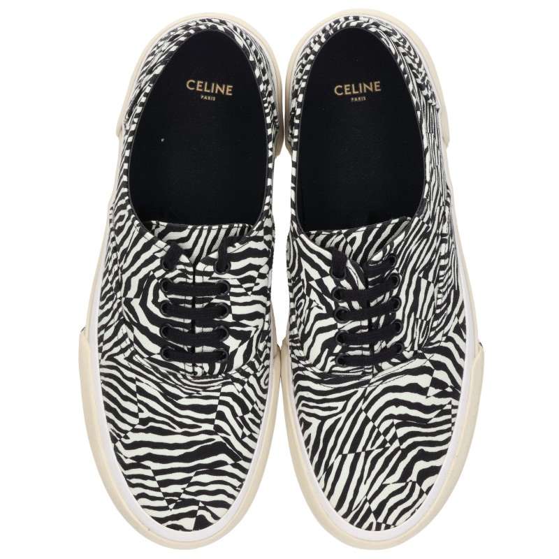 CELINE Elliot Zebra Print Low-Top Sneakers Size EU 42