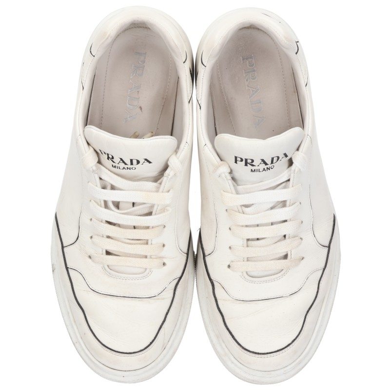 PRADA 4E3453 Low-Top Sneakers White Size 8.5