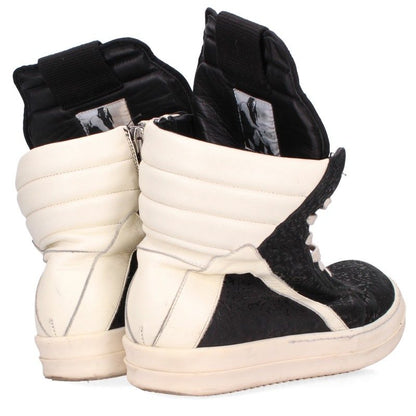 Rick Owens Embossed Geobasket Sneakers Black/White Size 41.5
