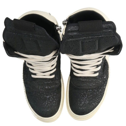 Rick Owens Embossed Geobasket Sneakers Black/White Size 41.5